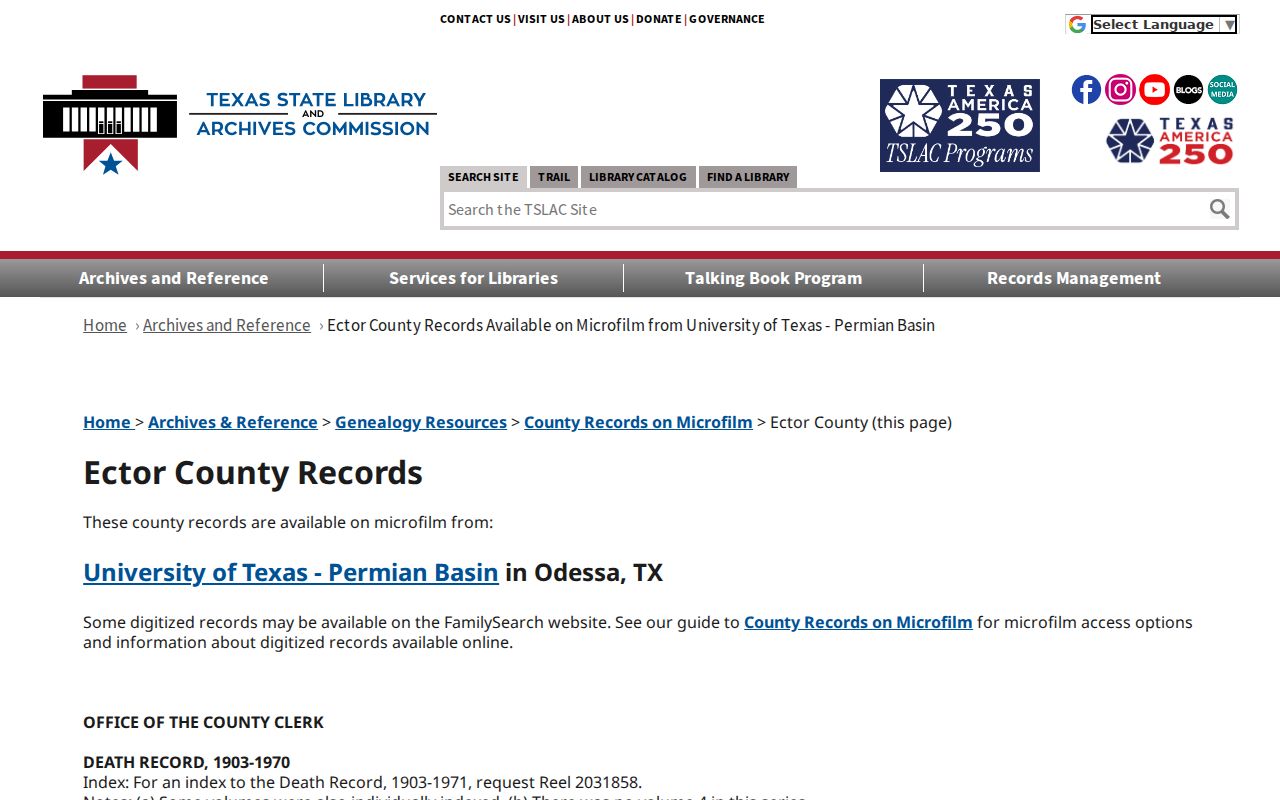 West Odessa city directory Ector County microfilm inventory