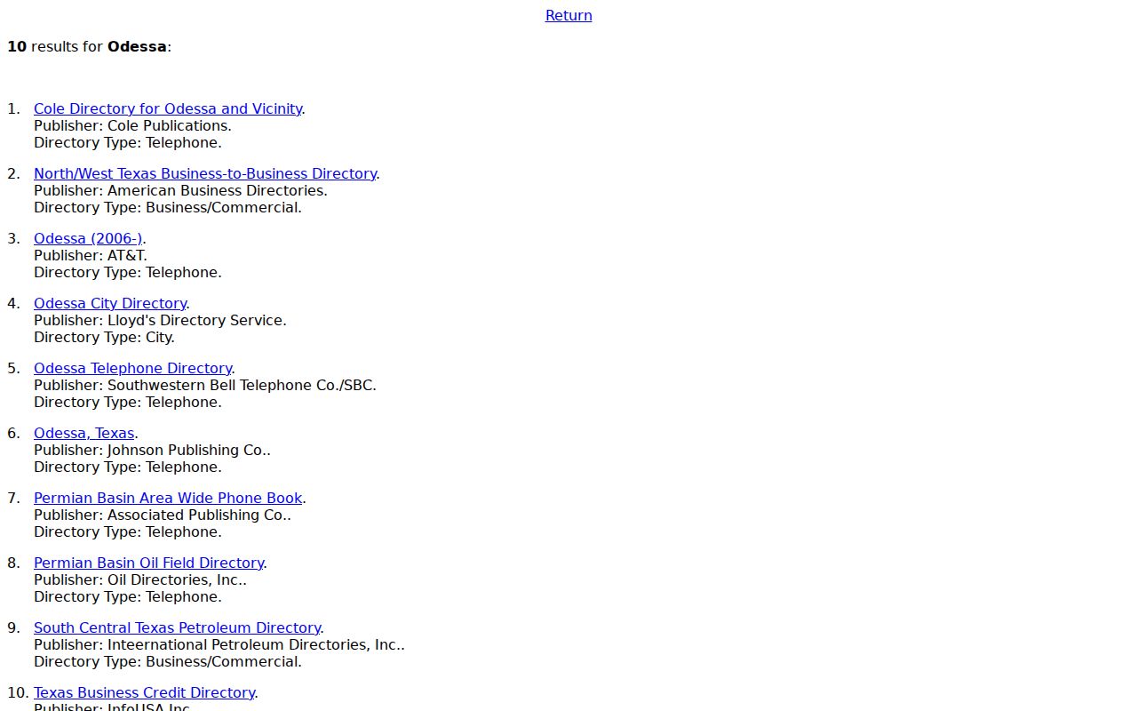 West Odessa city directory Briscoe Center Odessa collection search
