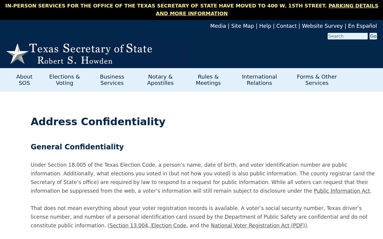 West Odessa neighbors voter address confidentiality guidance