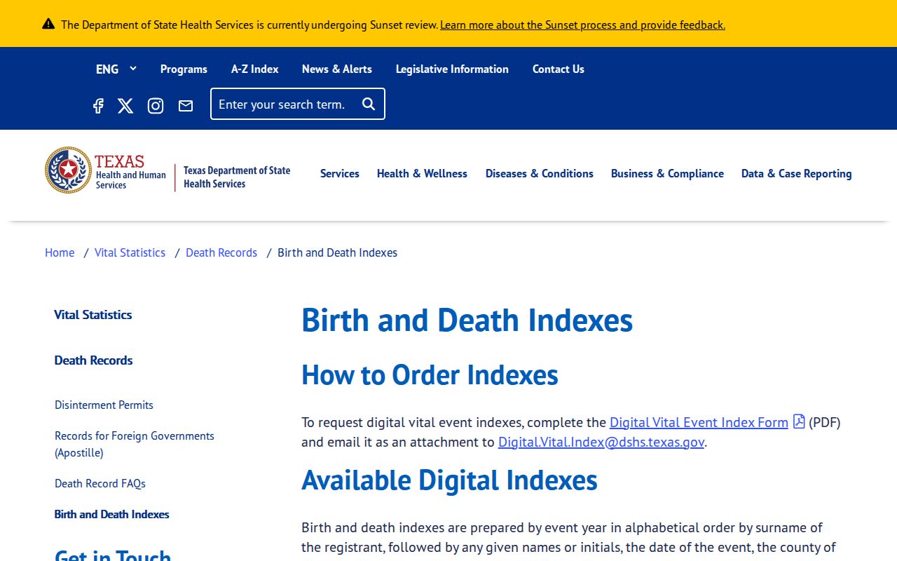 West Odessa previous residents Texas DSHS birth and death indexes