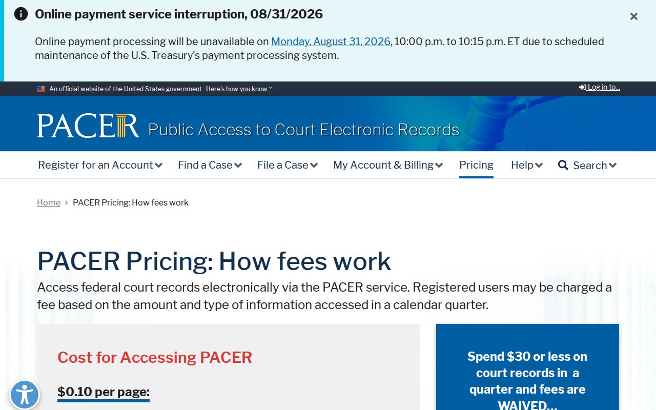 West Odessa resident lookup federal PACER pricing information