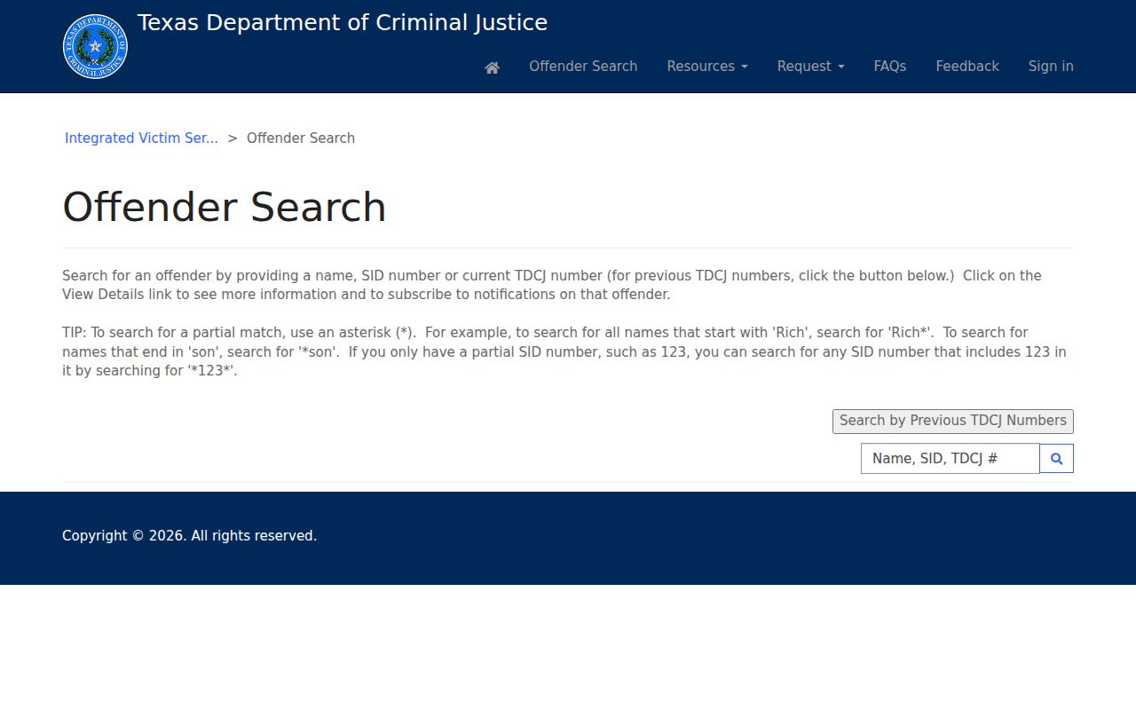 West Odessa resident lookup Texas TDCJ offender search