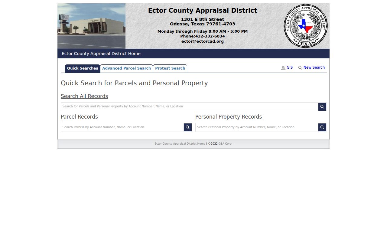 West Odessa street directory ECAD property search controls